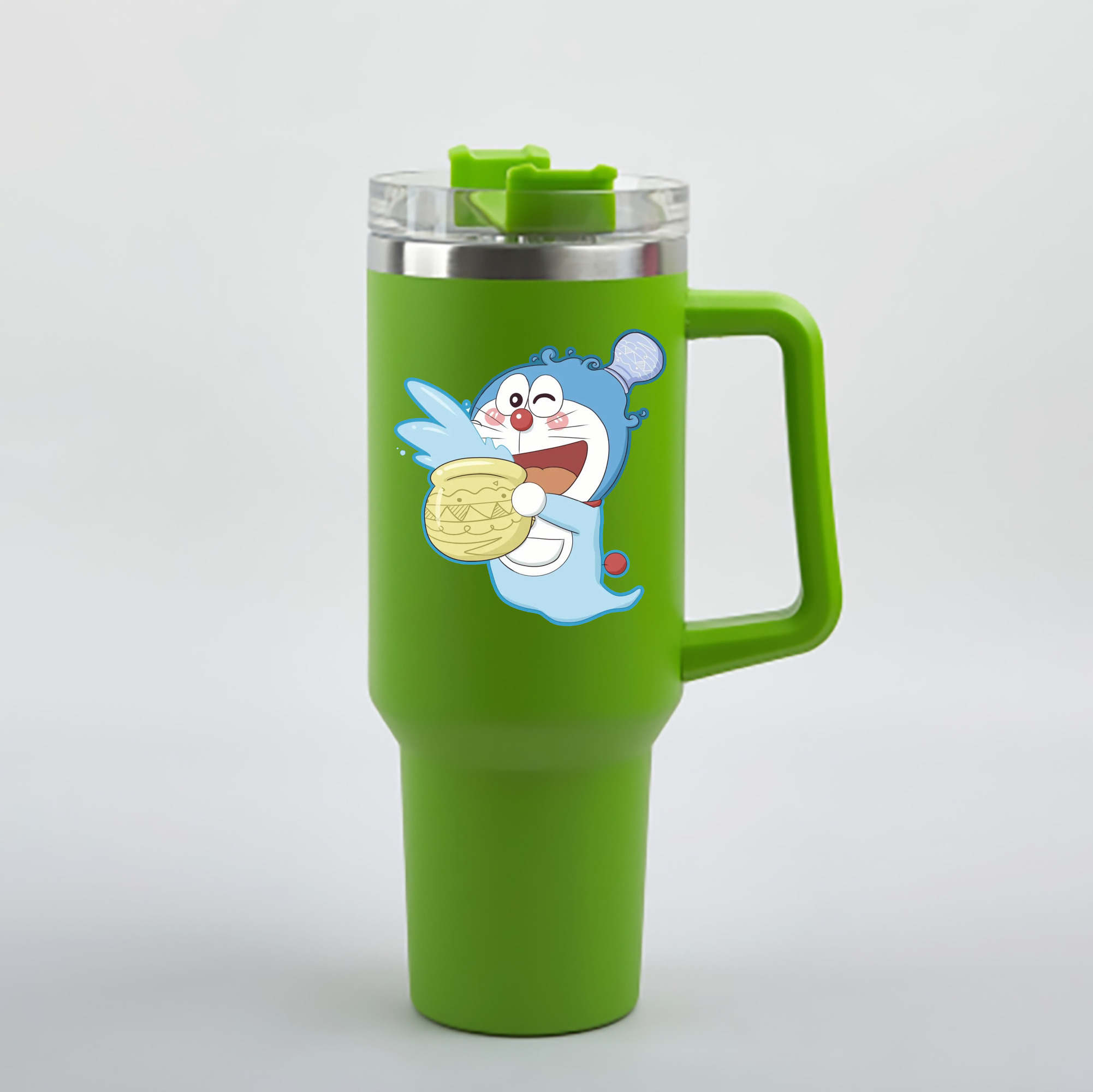 （画像用） ドラえもん Doraemon 1200mL車用タンブラー - クリスタルステッカー（プラスチックストロー付き）